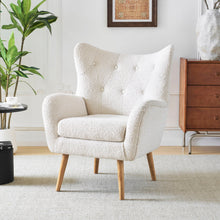 Load image into Gallery viewer, Mid - Century Modern Arm Chair With Wingback Design Wood Legs
