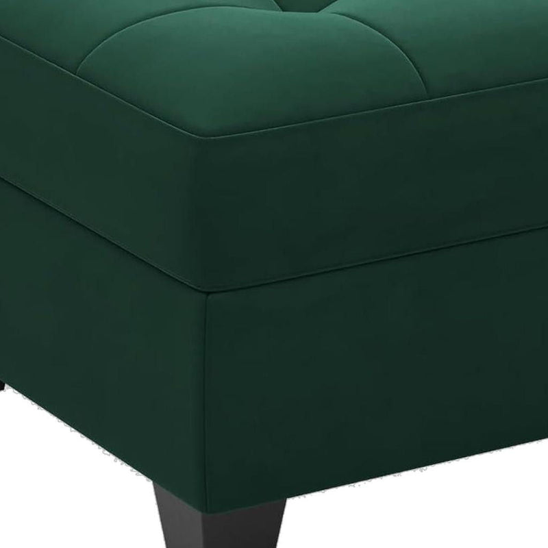 Velvet Tufted Storage Ottoman - Green / Black
