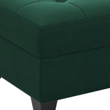 Load image into Gallery viewer, Velvet Tufted Storage Ottoman - Green / Black
