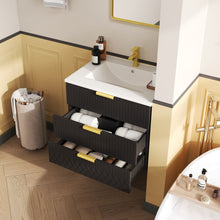 Load image into Gallery viewer, Wall Mounted Floating Cabinet With Double Drawer, Rectangular Sink
