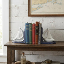 Load image into Gallery viewer, Sailboat Decorative Bookends (Set of 2) - Blue / White
