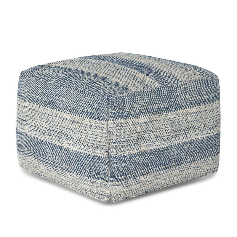 18" Cotton Pouf Ottoman - Blue