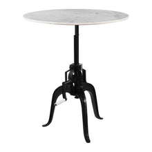 Load image into Gallery viewer, Adjustable Height Marble And Wood Pedestal Base Round Top Dining Table - White
