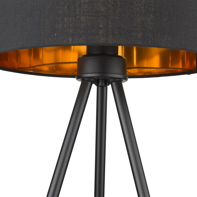 Metal Tripod Table Lamp With Black Drum Shade - Black