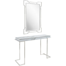 Load image into Gallery viewer, Faux Marble Mirrored Sled Console Table (Set of 2) - White And Silver
