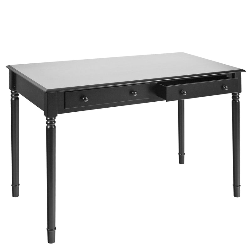 Fir Writing Desk With Two Drawers - Black