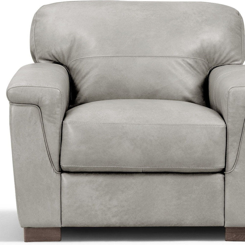 Genuine Leather Arm Chair - Gray And Brown