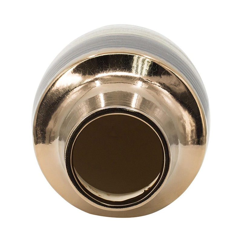 Striped Round Table Vase - Brown / Bronze