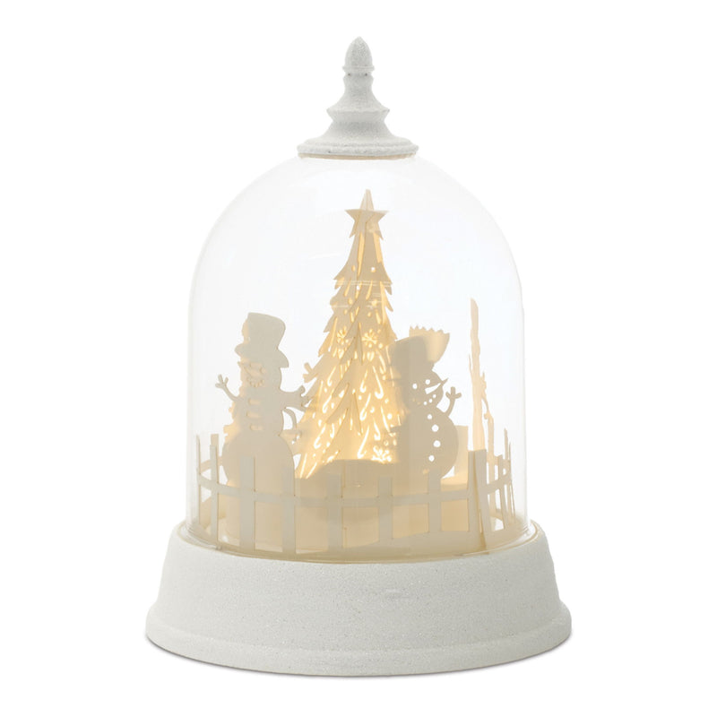 Plastic Christmas Snowman Tabletop Sculpture With LED - White