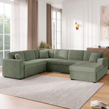Load image into Gallery viewer, Oversized Sectional U-Shaped Sofa With Chaise Lounge And Three Soft Throw Pillows
