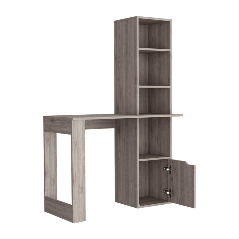 Wood Pedestal Computer Desk - Light Gray