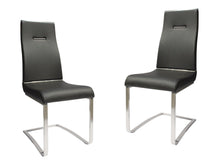 Load image into Gallery viewer, Faux Leather Upholstered Dining Side Chairs (Set of 2) - Silver / Black
