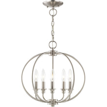 Load image into Gallery viewer, 15" Five Light Dimmable Chandelier With Shades - Nickel
