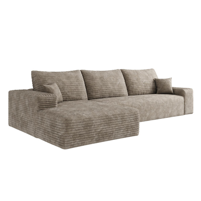 Corduroy Modular L Shaped Sofa And Chaise Sectional (762670) - Camel