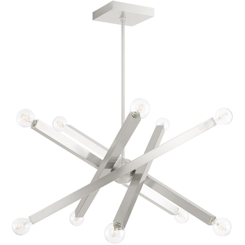 24" Ten Light Dimmable Chandelier With Shades - Nickel