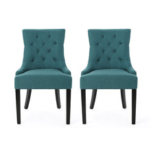 Load image into Gallery viewer, Dining Chair (Set of 2) With Upholstered Diamond Tufting And Espresso Birch Legs - Teal
