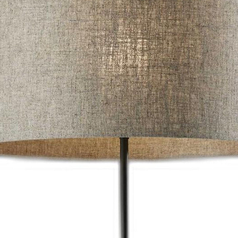 Traditional Shaped Floor Lamp With Beige Drum Shade - Black / Beige