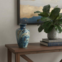 Load image into Gallery viewer, Abstract Round Table Vase - Ivory / Blue / Brown
