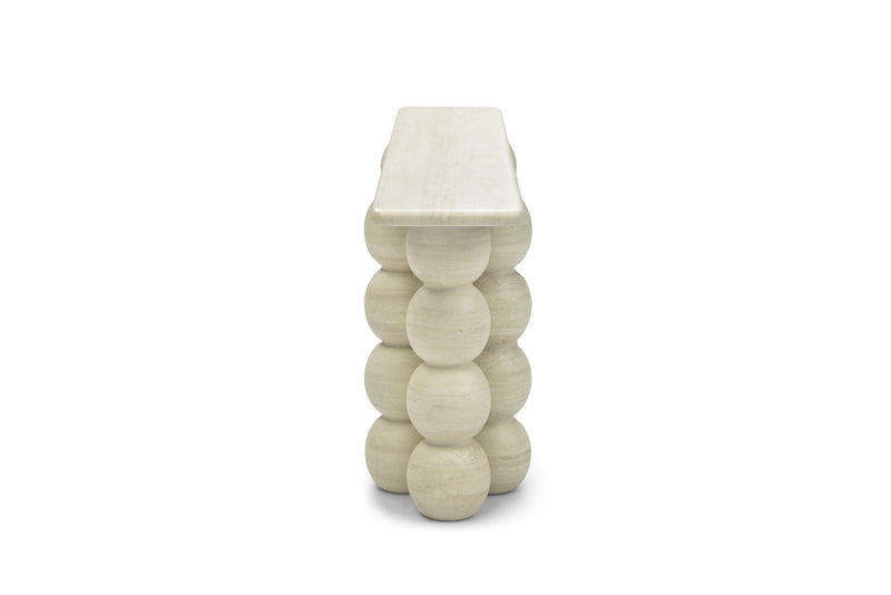 Genuine Marble And Stone Double Pedestal Console Table - Beige / Stone