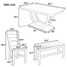 Load image into Gallery viewer, Topmax - 6 Piece Wood Half Round Dining Table Set Kitchen Table Set With Long Bench And 4 Dining Chairs, Modern Style
