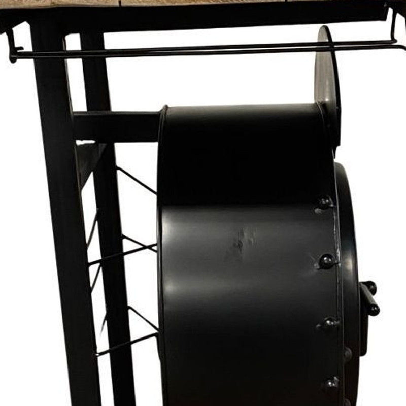 17.5" X 28.5" X 36" Steam Engine Bar Counter - Black