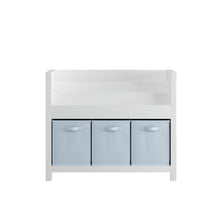 Load image into Gallery viewer, Bookshelf With 3 Tier Front Facing Storage And 3 Bins, Toddler Bookcase For Playroom - White
