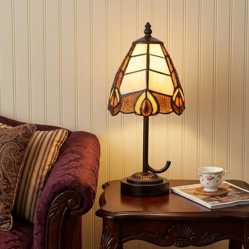 Abstract Round Tiffany Lamp With Cone Shade (752005) - Bronze