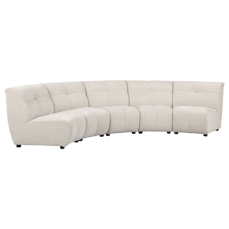 Oliver - 5 Piece Upholstered Sectional Sofa With Curved Silhouette - Ivory