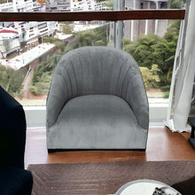 Load image into Gallery viewer, Velet Covered Seat Accent Chair With Gold Swivel Base - Gray

