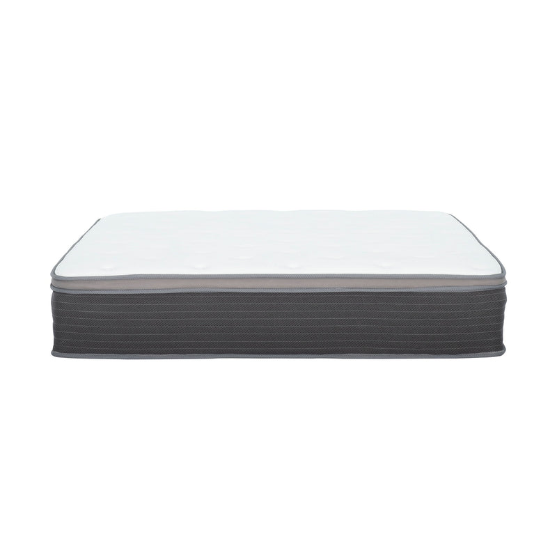12'' Hybrid Mattress In A Box, Plush Gel Memory Foam Mattress Top With Pocket Coil Base - Gray / White - Queen
