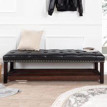 Load image into Gallery viewer, Bedroom End Of Bed Bench Tufted Upholstered End Of Bed Bench End Of Bed Entrance Shoe Bench With Nailhead Trim And Shelf Bedroom Upholstered Bench Living Room Shoe Rack Footstool
