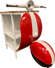 Load image into Gallery viewer, Novelty Scooter Open Cabinet With Two Shelves - Red And Off-White

