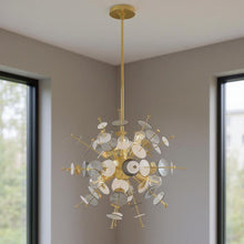 Load image into Gallery viewer, 32" Six Light Dimmable Chandelier With Shades - Brass
