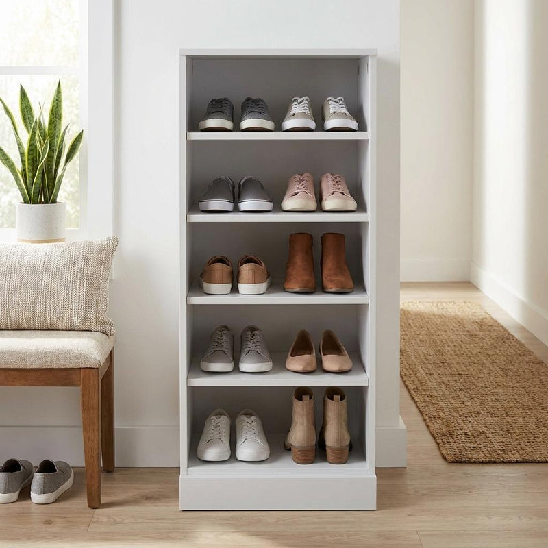 Ten Pair Solid Woodshoe Storage Cabinet (752041) - White