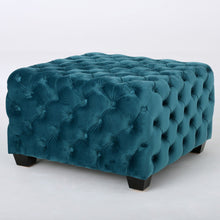 Load image into Gallery viewer, Unwind Upholstered Square Ottoman With Button Tufted Diamond Stitch - Teal
