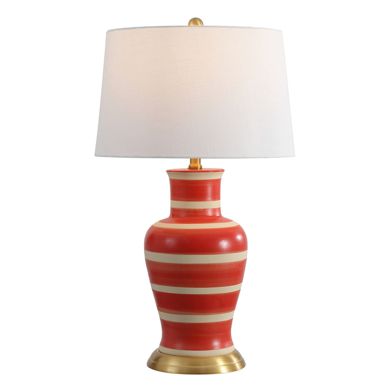 Urn Table Lamp With Drum Shade - Red