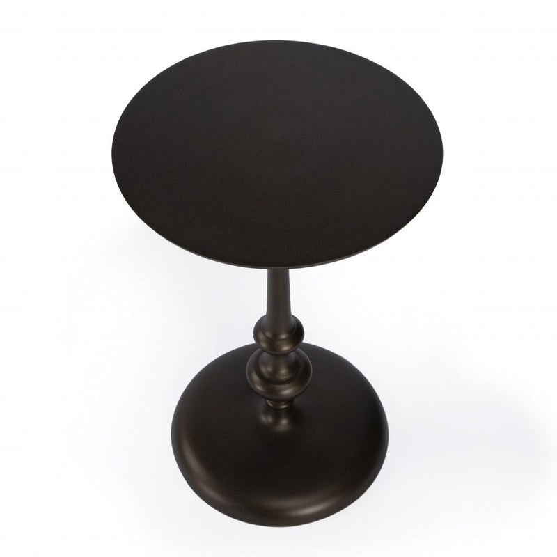 Aluminum Round Top Pedestal End Table - Dark Burnished Bronze