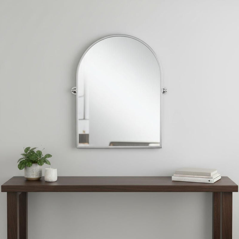 36" Metal Arch Framed Accent Mirror - Silver