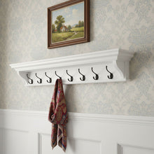 Load image into Gallery viewer, Classic Wood Wide Eight Hook Coat Rack - White
