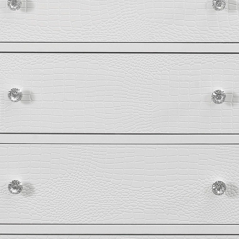 Solid Wood Five Drawer Chest - Metallic White