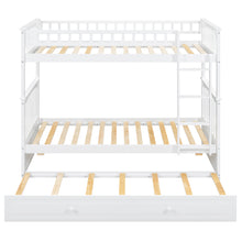 Load image into Gallery viewer, Twin over Twin Bunk Bed with Twin Size Trundle, Convertible Beds, White
