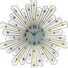 Load image into Gallery viewer, Faux Crystals Silent Analog Sunburst Wall Clock - Gold / Silver / White
