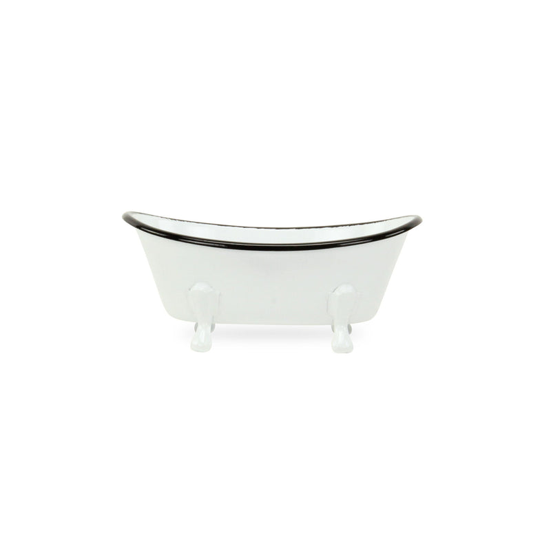 Fabric Hand Painted Decorative Tub Tabletop Sculpture - White