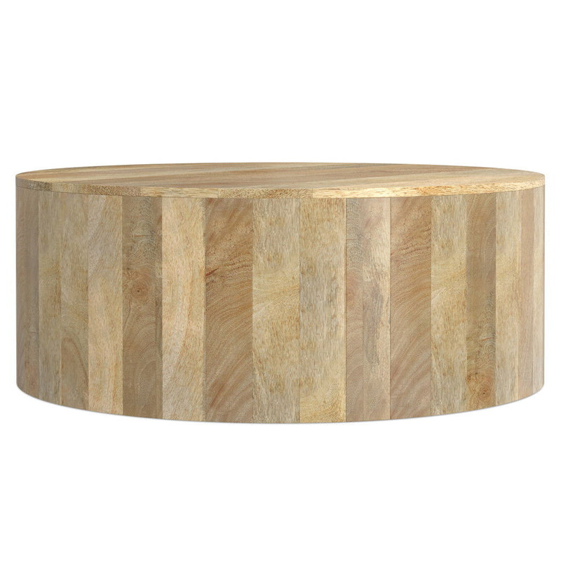 36" Solid Wood Round Solid Coffee Table - Natural