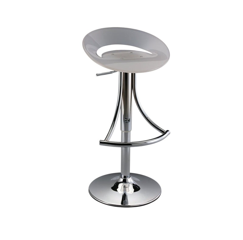Acrylic And Metal Low Back Adjustable Height Bar Chair - White And Silver