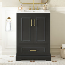 Load image into Gallery viewer, Bathroom Vanity With Sink, 1 Divided Drawer And 2 Soft Close Doors With Double Shelf
