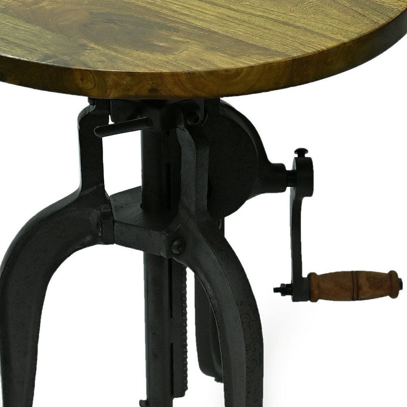 Solid Wood Round End Table - Industrial And Oak
