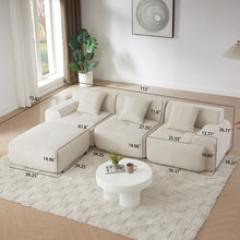Load image into Gallery viewer, L Shaped Modular Sectional Sofa Corduroy And Movable Ottoman

