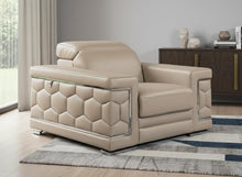Load image into Gallery viewer, Faux Leather Club Chair - Beige And Silver
