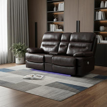 Load image into Gallery viewer, Faux Leather Power Reclining Love Seat With Storage - Brown
